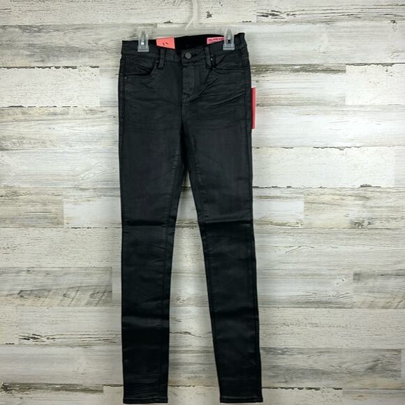 Blank NYC Girls 12 mini mercer spray on cotton blend skinny pants black new - Picture 1 of 8